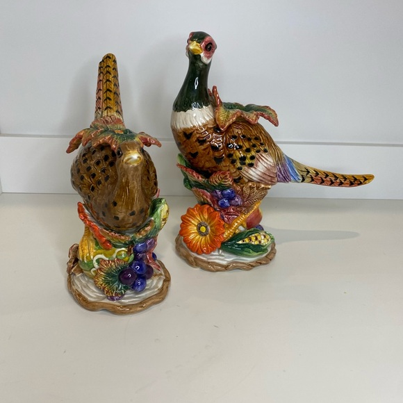 EUC Vtg Fitz & Floyd Autumn Bounty Pair of Figural Pheasant Candlesticks - Picture 3 of 16